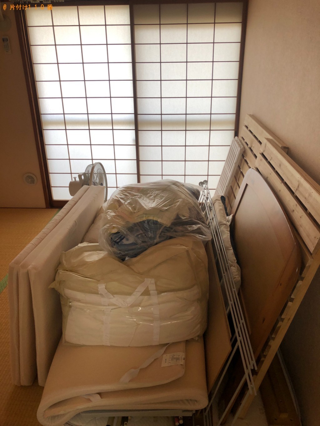 【京都市左京区】洗濯機、シングルベッドマットレス、布団等の回収